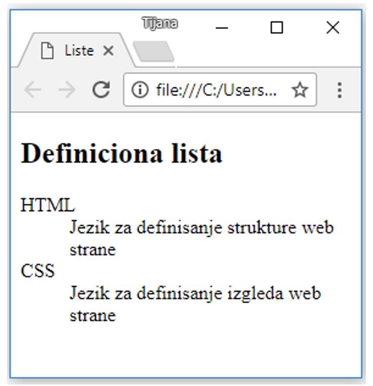 Primer definicione HTML liste